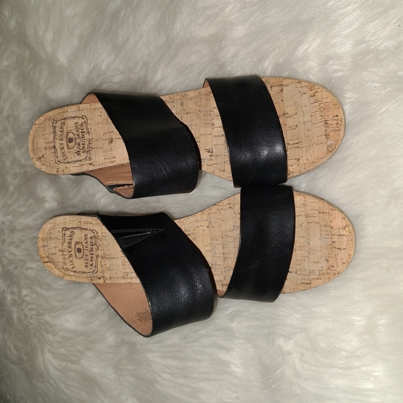 Lucky Brand Shoes - Lucky Brand Size 11 M Black Leather Wedge Sandals